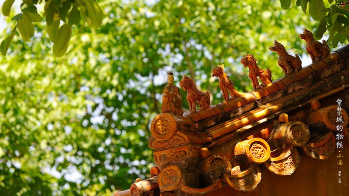 Imperial Palace roof ornaments and foliage