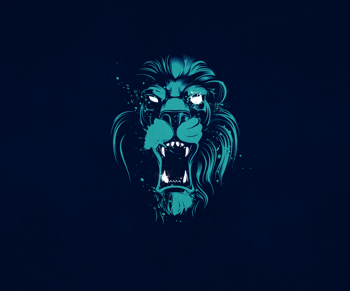 Digital art of a roaring lion head
