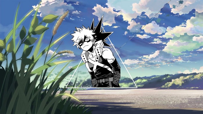 Katsuki Bakugou from Boku no Hero Academia in a triangle frame
