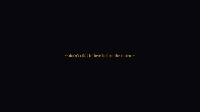 Text: do(n't) fall in love before the outro
