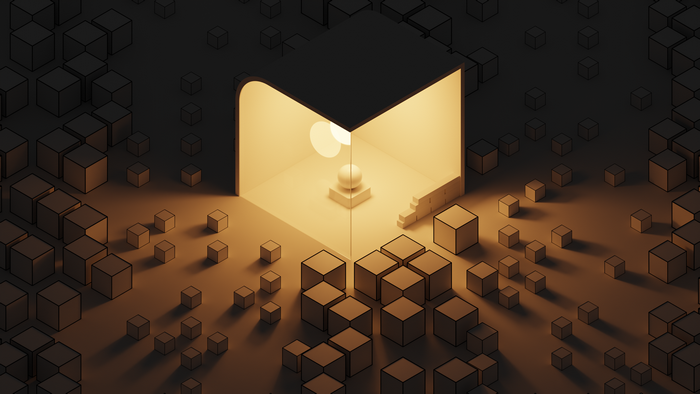 3D Abstract Cubes with Glowing Light