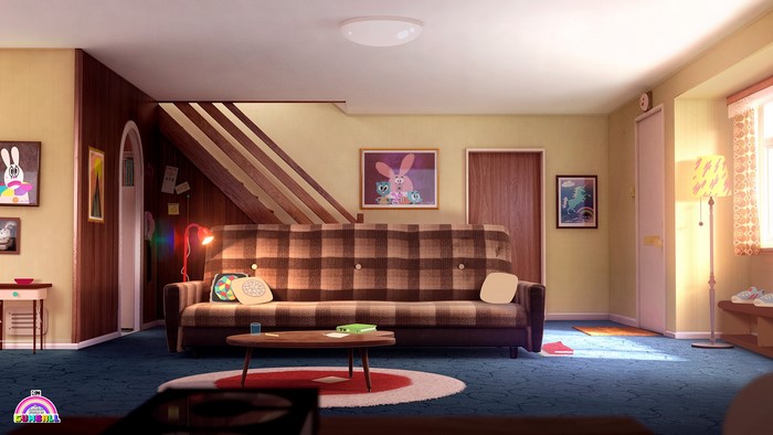 Living room with Gumball characters