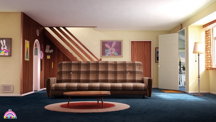 Living room with Gumball characters painting