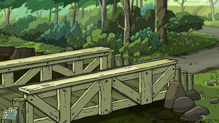 Wooden bridge in a forest, Craig of the Creek