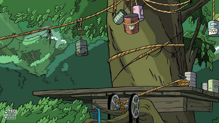 Treehouse with cans and ropes from Craig of the Creek