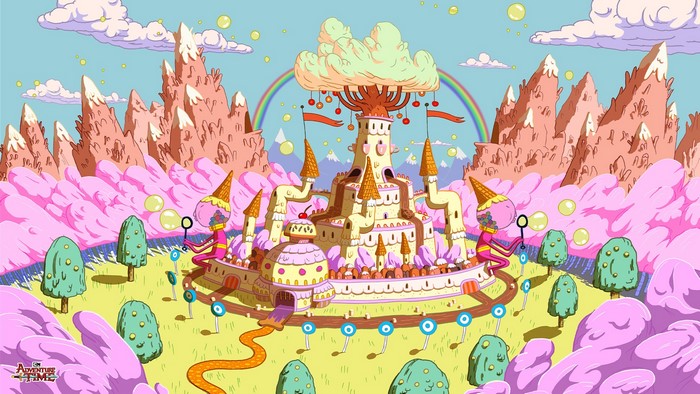 Adventure Time Candy Kingdom castle with rainbow