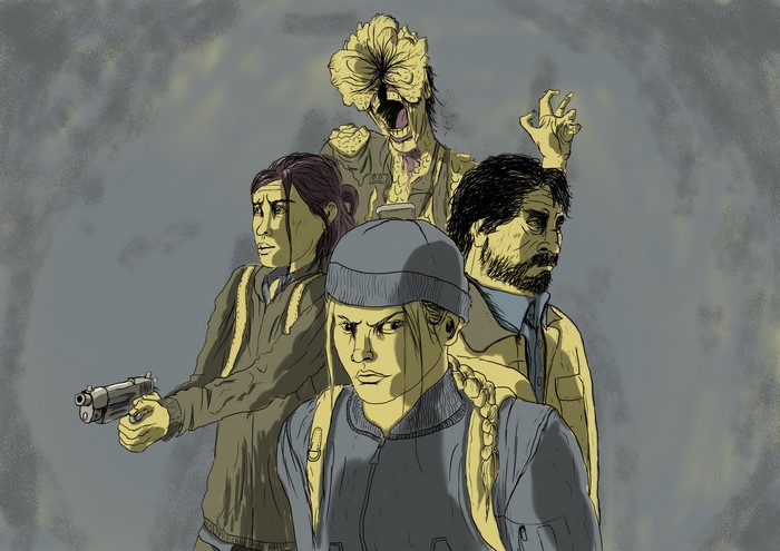 The Last of Us 2 fan art with characters and infected