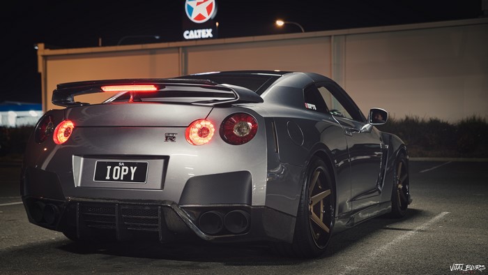 Nissan GT-R R35 at Caltex Station at Night
