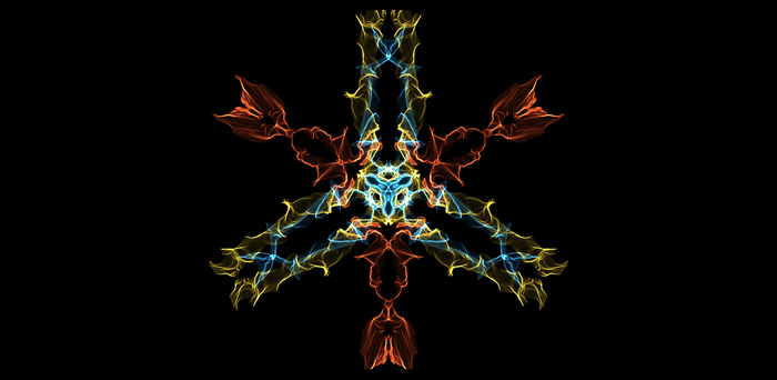 Abstract symmetrical flame-like pattern