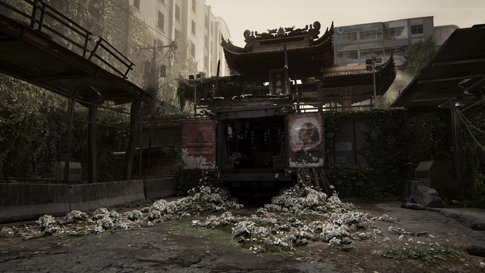 Ellie from The Last of Us in a post-apocalyptic city