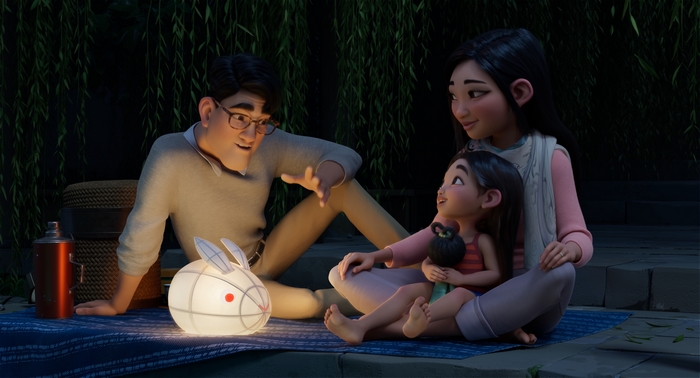 Family with rabbit lantern