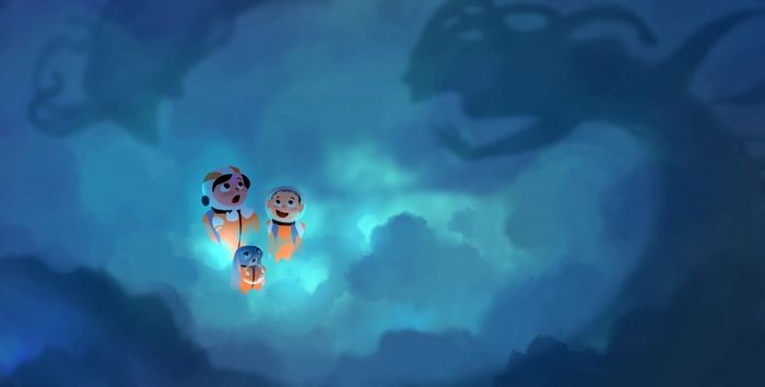 Fei Fei, Chin, and Bungee in Over the Moon