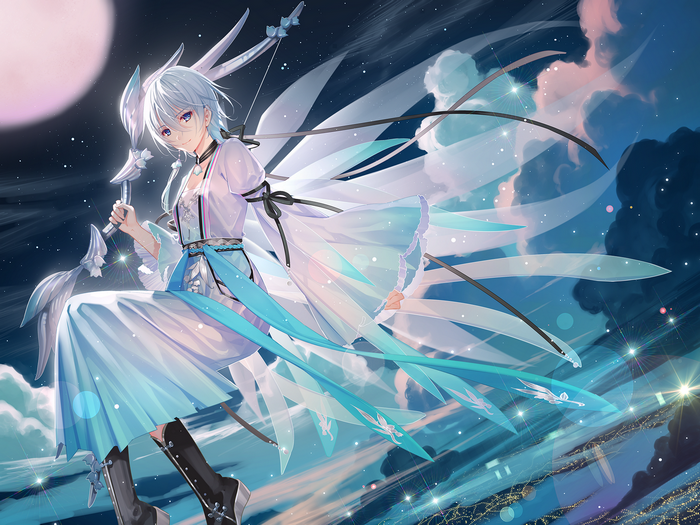 Tidsean from Vocaloid China with bow and wings