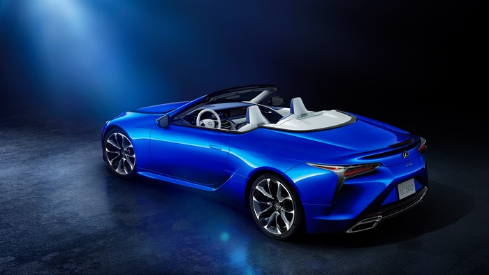 Blue Lexus LC 500 Convertible Sports Car