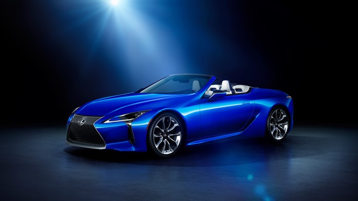 Blue Lexus LC 500 Convertible Sports Car