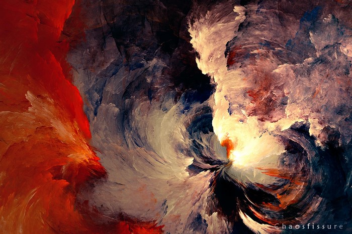 Abstract digital art with red and blue swirling patterns