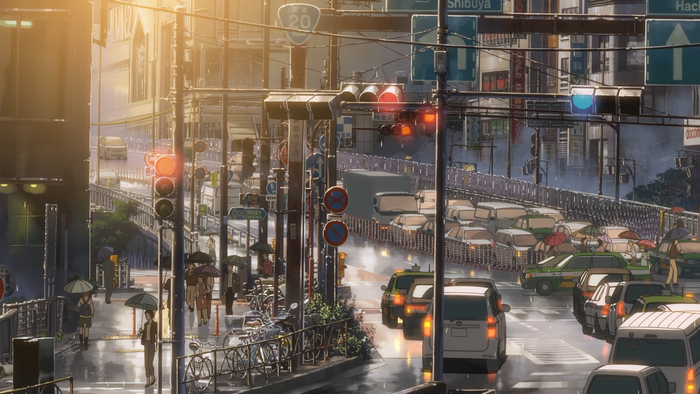 Anime cityscape from The Garden of Words