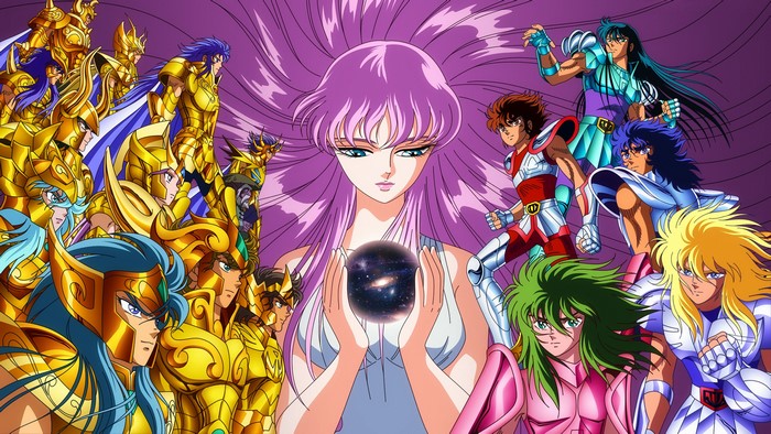 4K artwork of Saori Kido and Saint Seiya characters