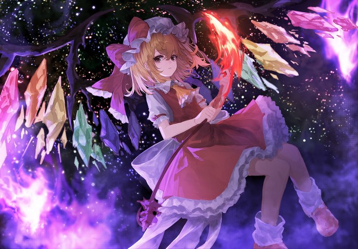 Flandre Scarlet from Touhou with magic crystals