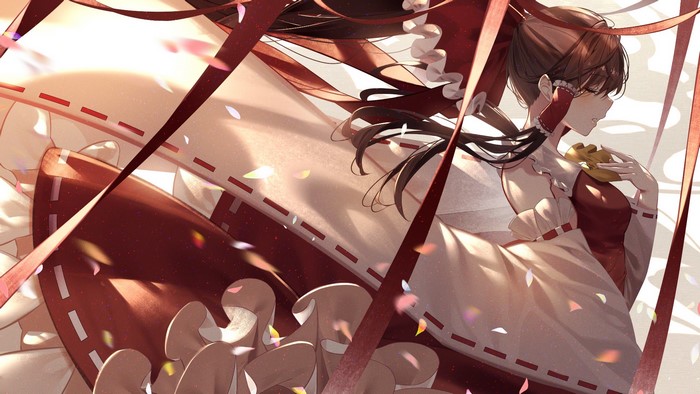 Hakurei Reimu from Touhou with red ribbons