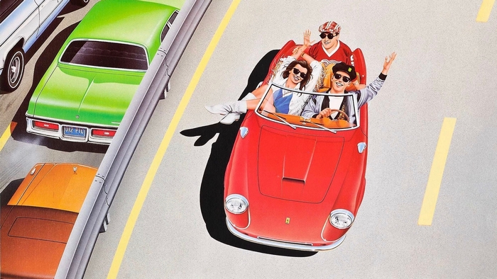 Ferris Bueller's Day Off: Four friends in a red convertible