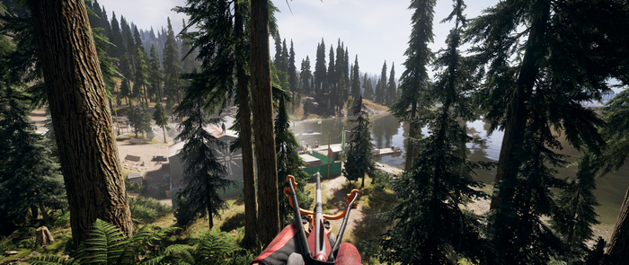 Far Cry 5 forest lake with a crossbow