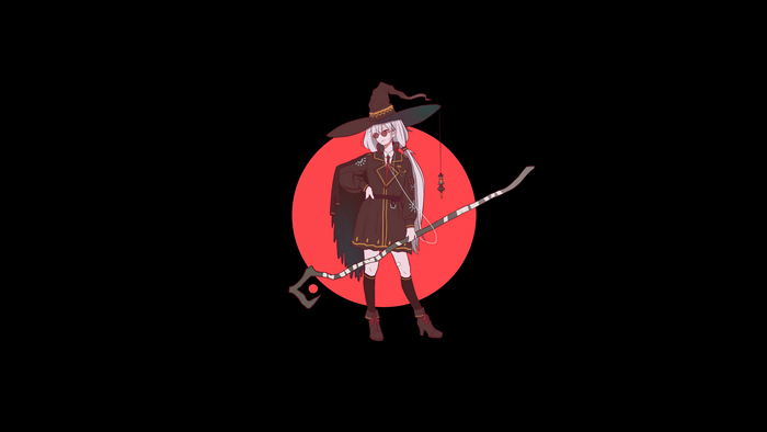 Anime witch with staff and red circle