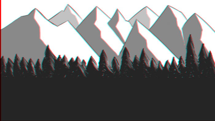 Minimalist forest and mountains with 3D effect