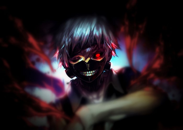 Kaneki Ken from Tokyo Ghoul with red eyes