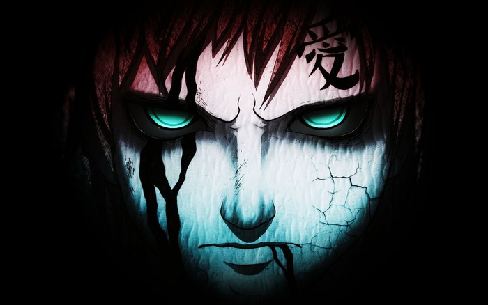 Gaara from Naruto Intense Glowing Eyes Dark Anime Art