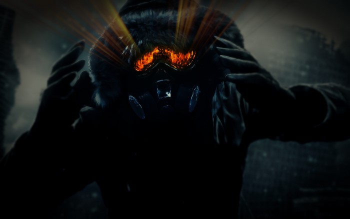 Engineer from Romantically Apocalyptic with glowing eyes