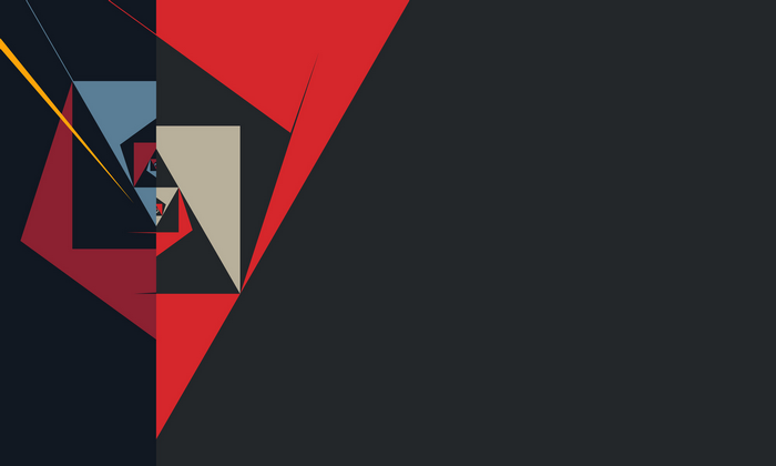 Abstract geometric shapes in red, blue, and beige