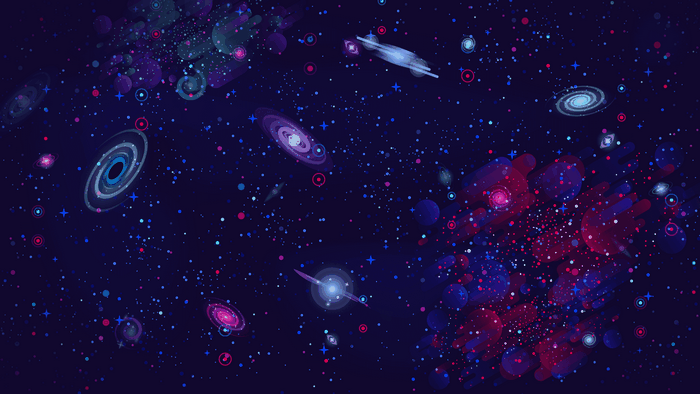 Minimalist Galaxy and Stars in Deep Space