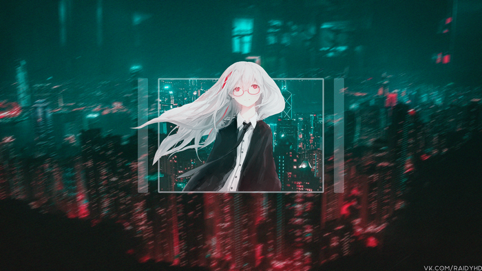 Anime girl with white hair and glasses from Girls Frontline
