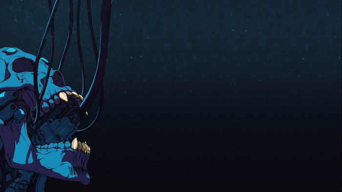 Cyberpunk skull with wires