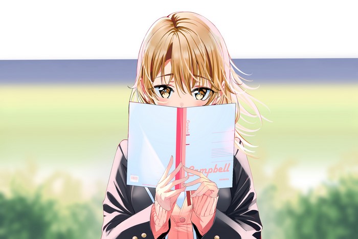 Isshiki Iroha from Yahari Ore no Seishun Love Comedy wa Machigatteiru holding a book