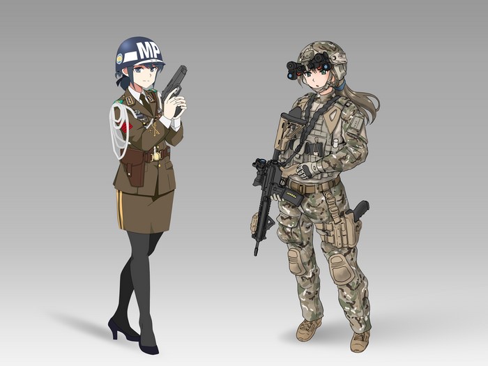 Anime Female Soldiers in Combat Gear