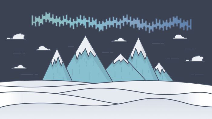 4K Aurora Borealis over Snowy Mountains