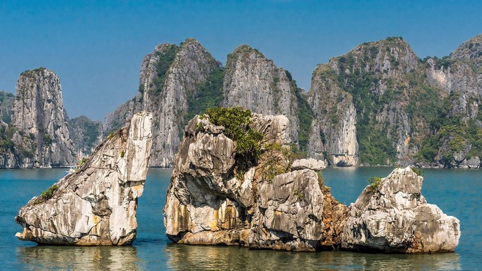 Ha Long Bay Limestone Mountains and Sea View