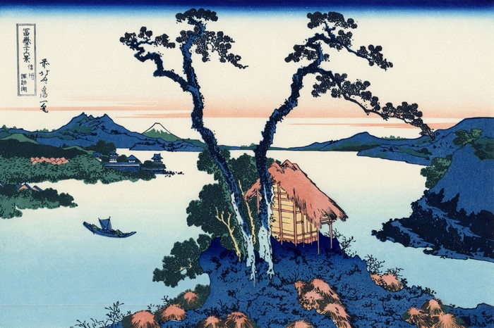 Ukiyo-e Japanese Art: Mount Fuji and Lake