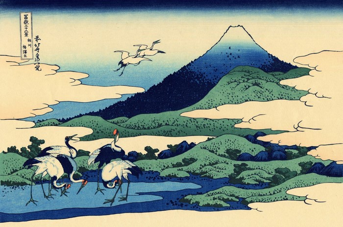 Mount Fuji with Cranes