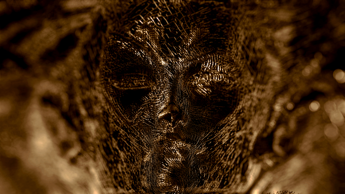 3D Abstract Gold Face with Intricate Texture