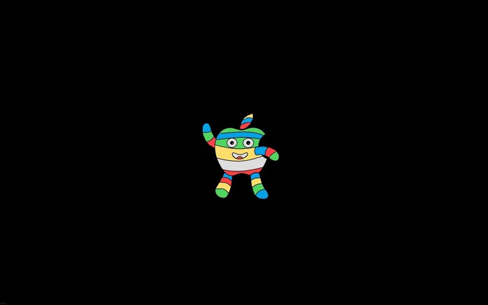 Apple logo character with colorful stripes