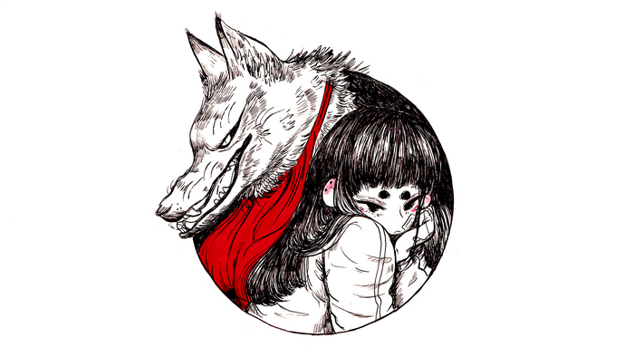 Girl with a wolf