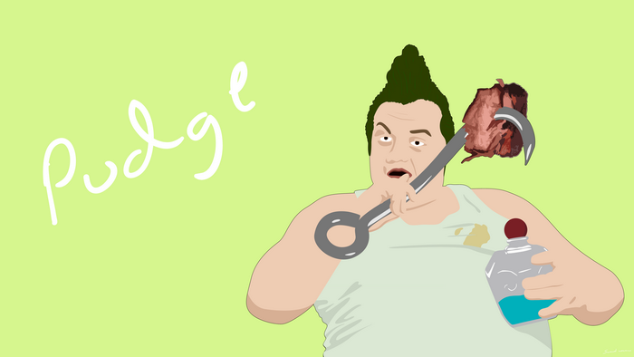 Pudge from Dota 2 with meat and potion