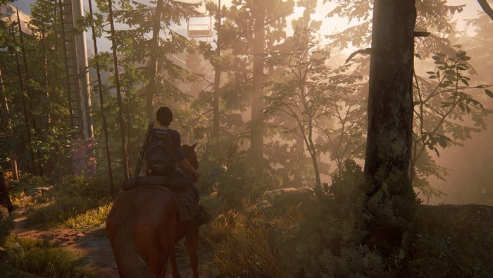 Ellie from The Last of Us 2 on horseback