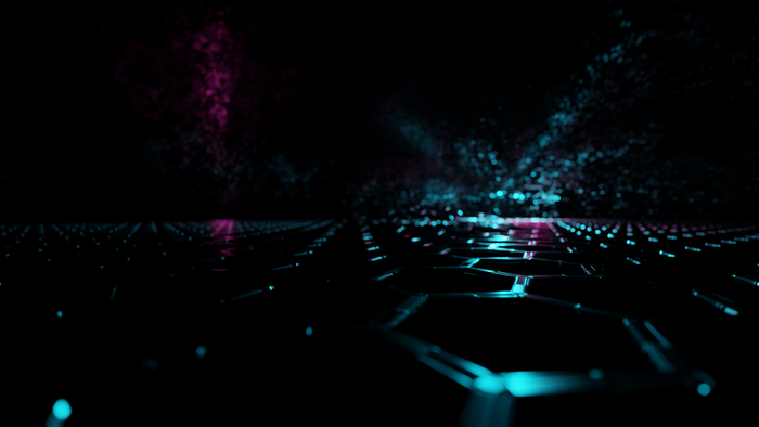 Dark Hexagonal Grid with Floating Particles