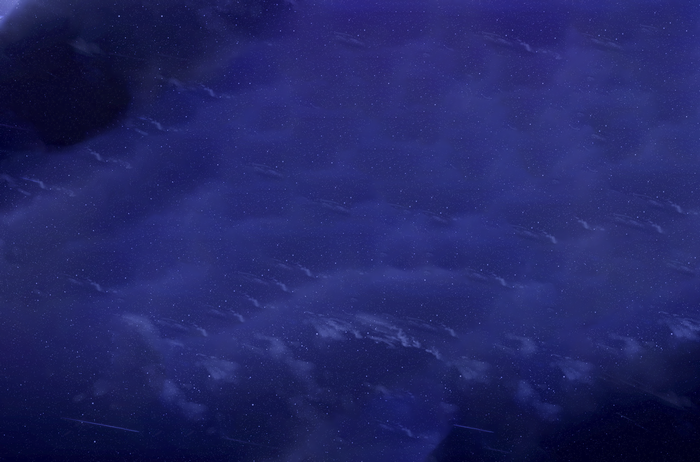 Stars and clouds in deep blue space