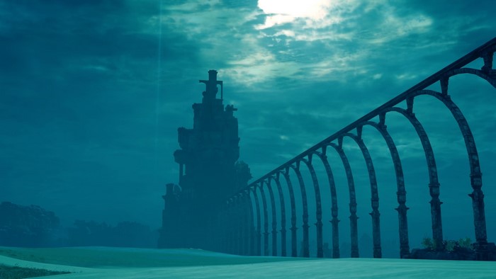 Palace and arched bridge in Shadow of the Colossus