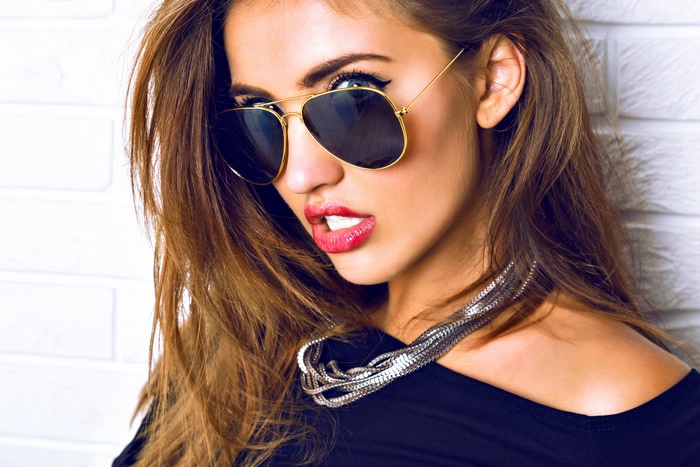 Model with Sunglasses and Necklace
